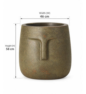 Zen Face Outdoor Planter – Antique Bronze - Dimensions
