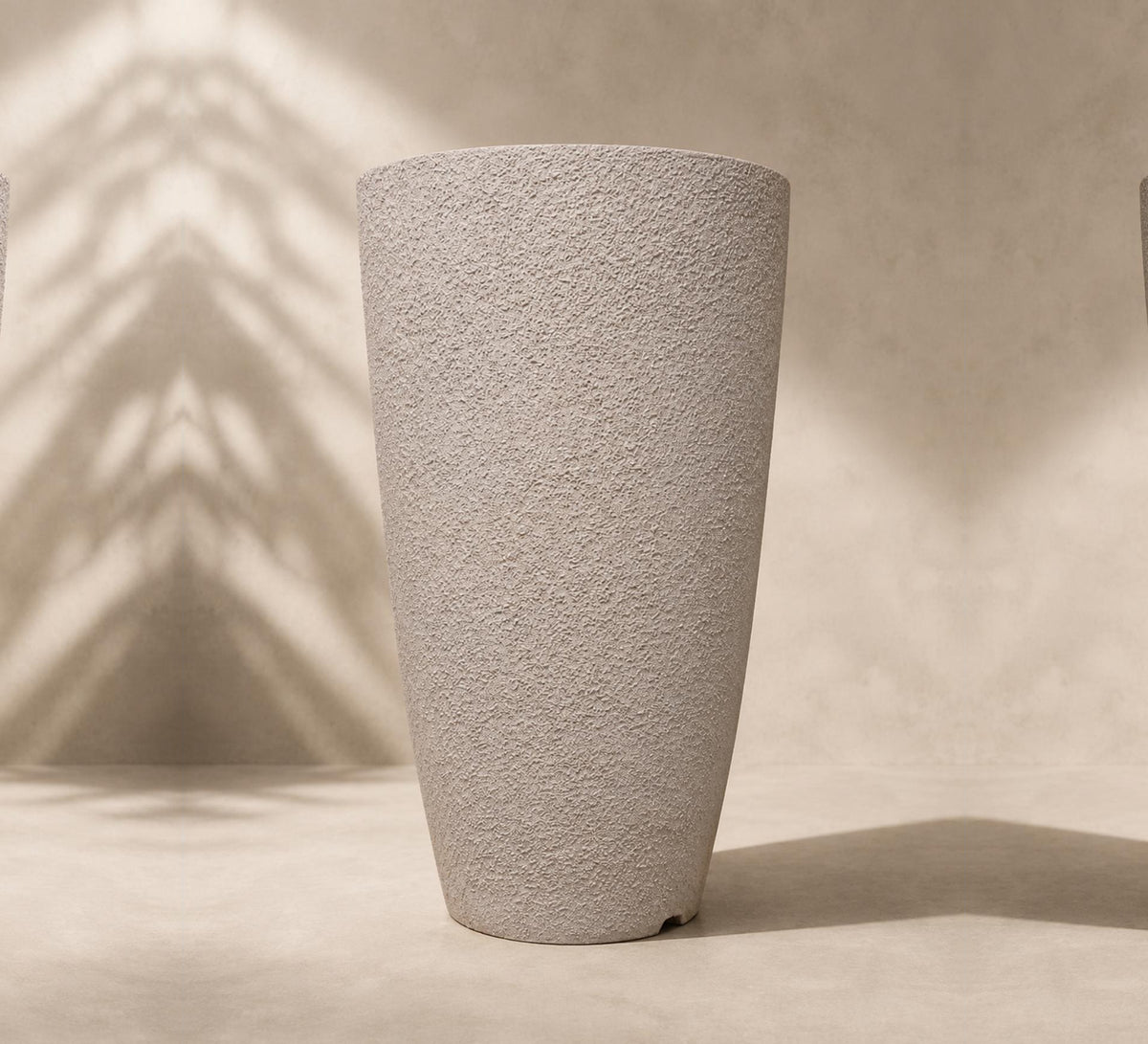 Tall Tapered Textured Planter – Ivory - Close-up