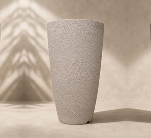 Tall Tapered Textured Planter – Ivory - Close-up
