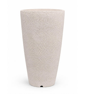 Tall Tapered Planter – Ivory Stone Finish - White background