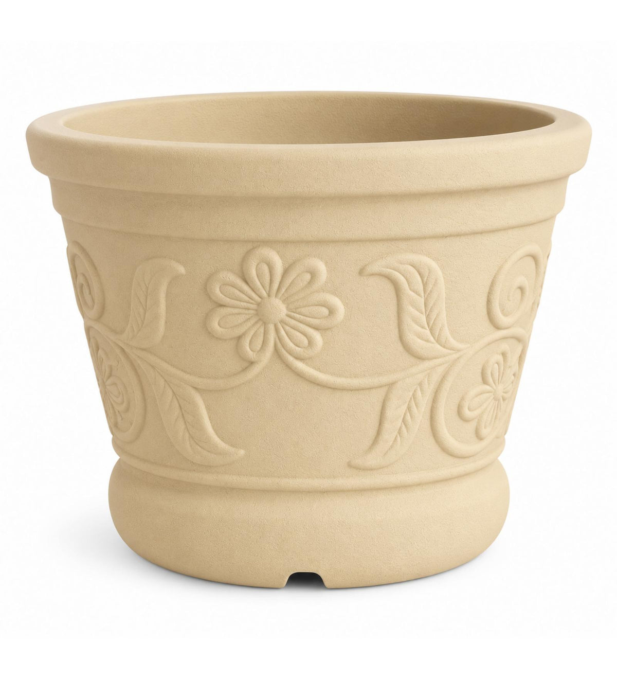 Floral Heritage Outdoor Planter – Sandstone Beige - White background