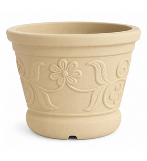 Floral Heritage Outdoor Planter – Sandstone Beige - White background