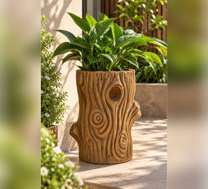 Woodland Trunk Outdoor Planter – Rustic Brown - Lifestyle