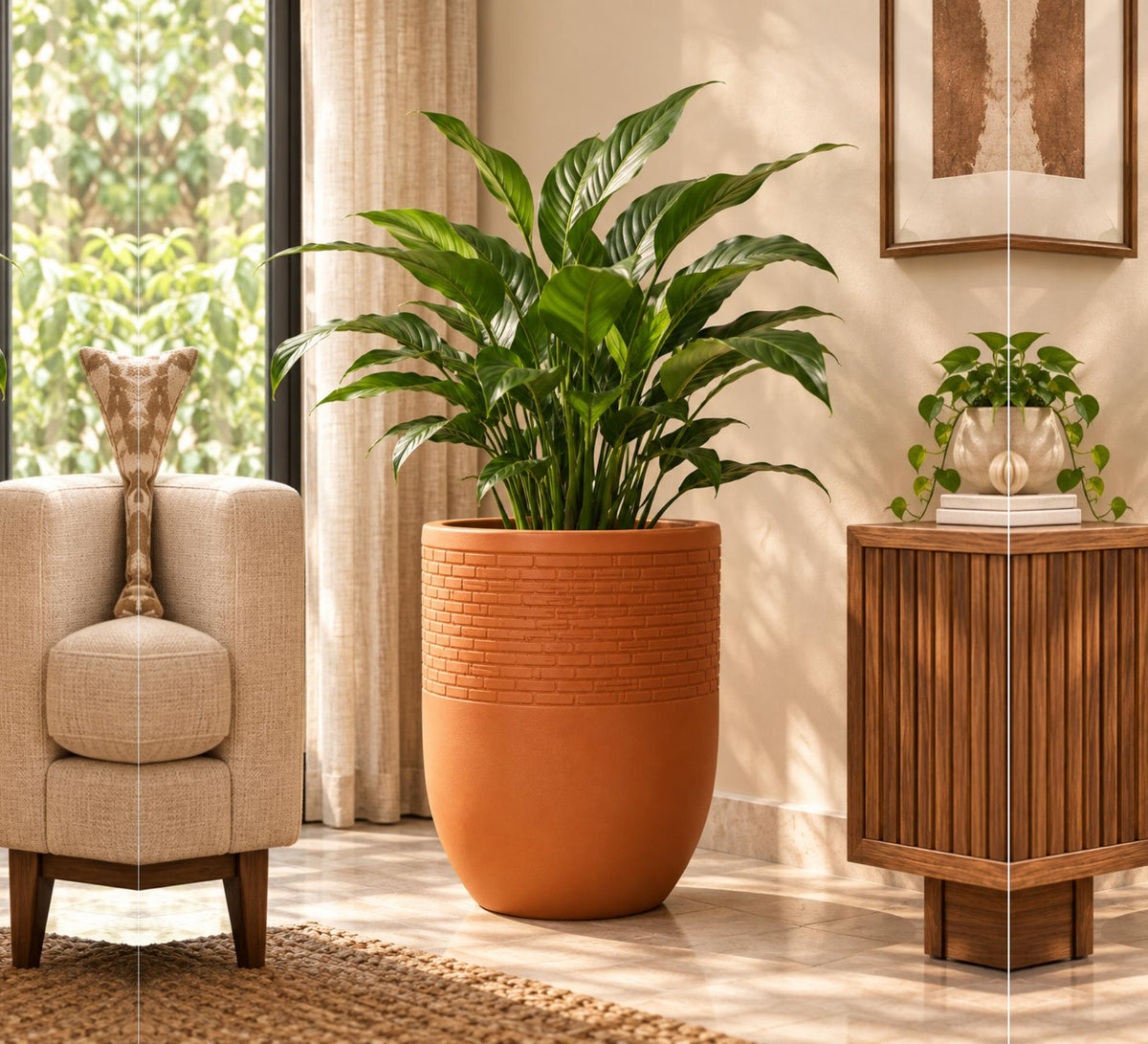 Urban Brick Planter – Terracotta Orange - Lifestyle