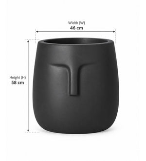 Sculpted Face Indoor Planter – Matte Black - Dimensions