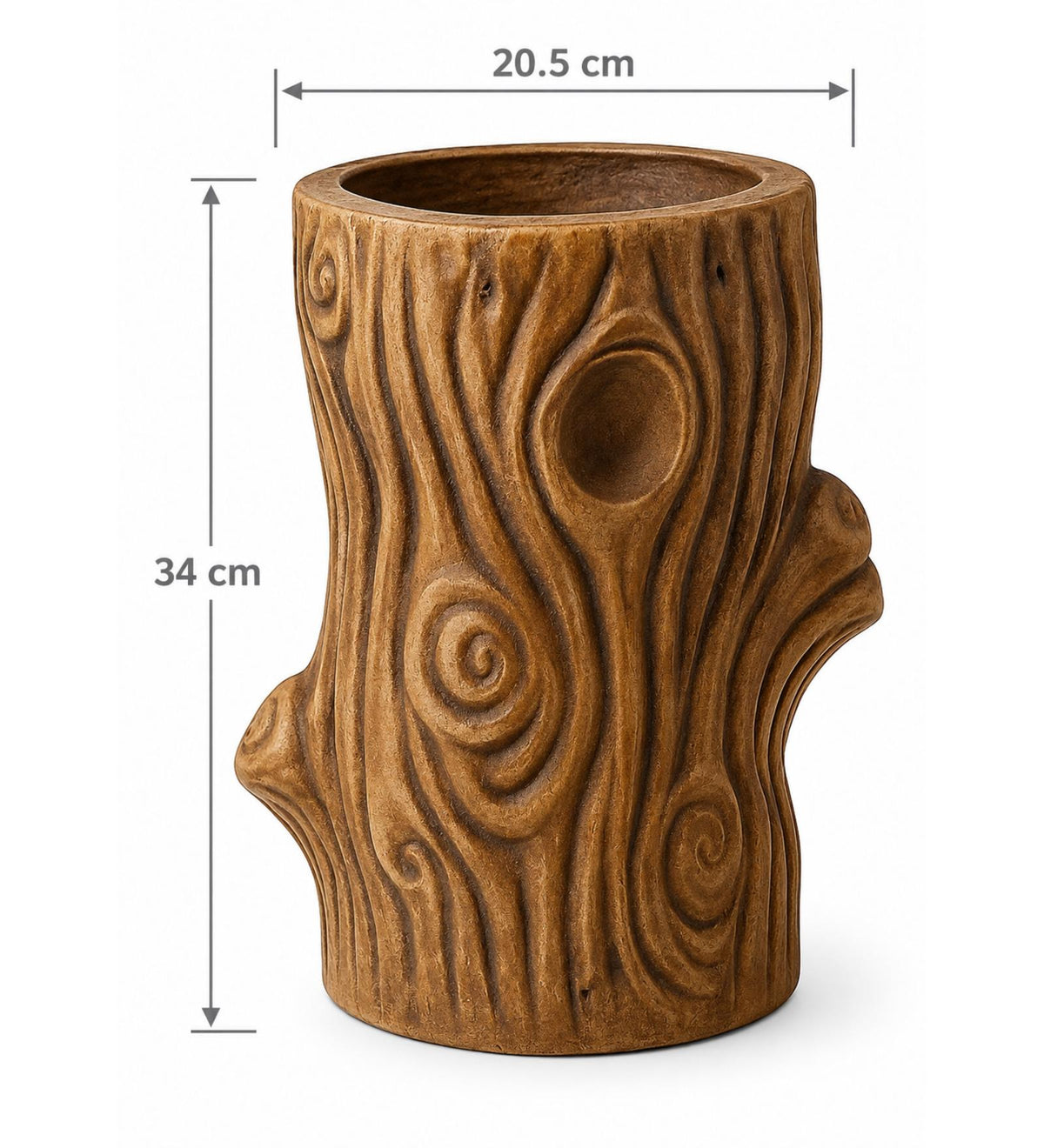 Woodland Trunk Outdoor Planter – Rustic Brown - Dimensions
