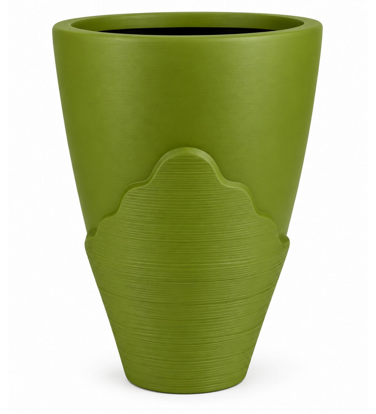 Contour Crest Outdoor Planter – Olive Green - White background