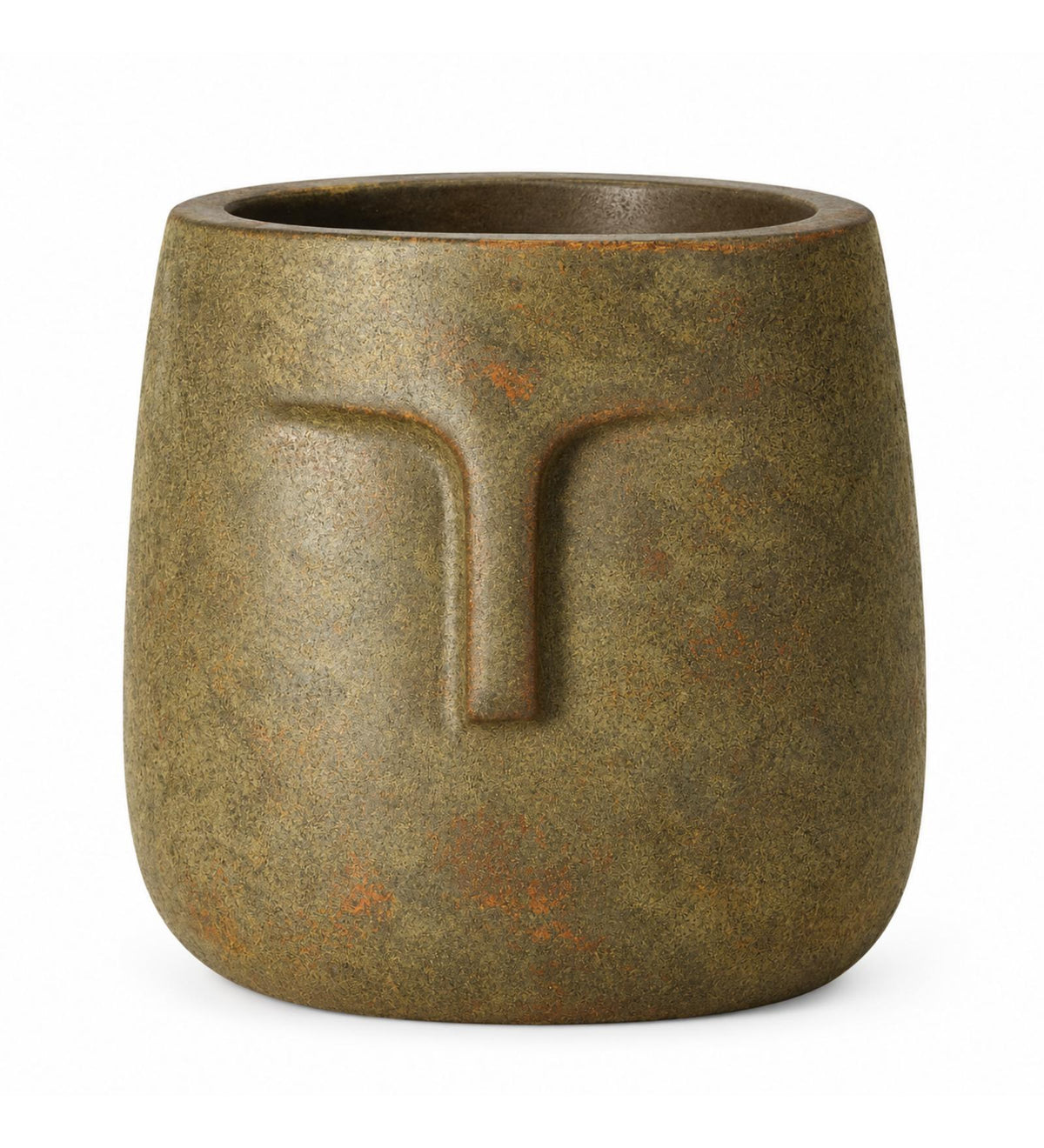 Zen Face Outdoor Planter – Antique Bronze - White background