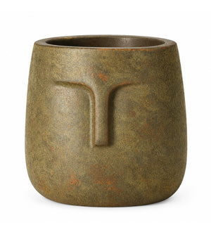 Zen Face Outdoor Planter – Antique Bronze - White background
