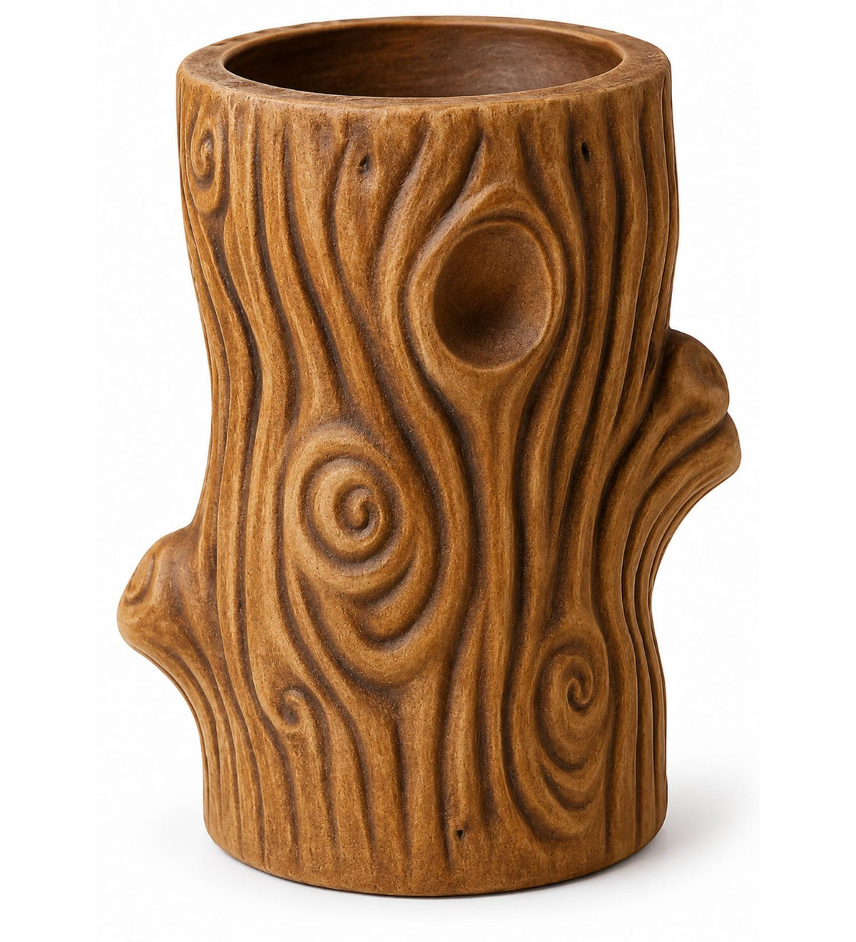 Woodland Trunk Outdoor Planter – Rustic Brown - White background