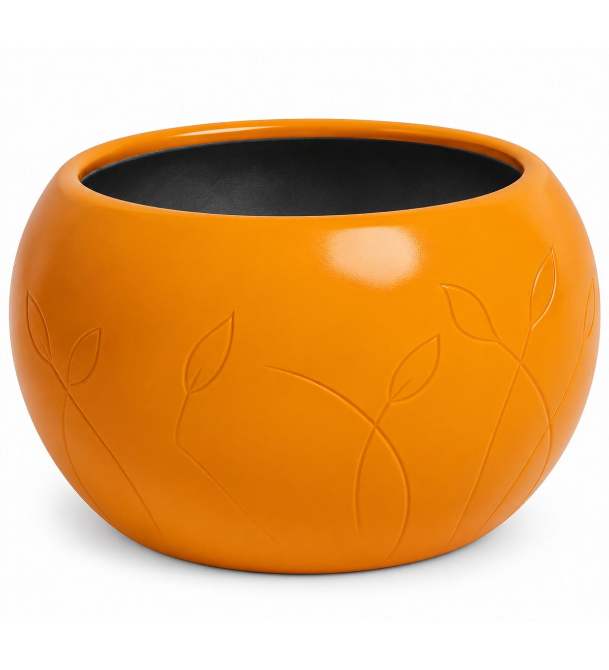 Botanical Orb Outdoor Planter – Amber Orange - Close-up