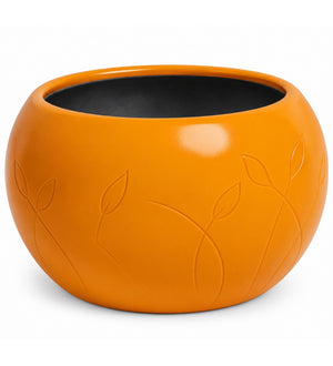 Botanical Orb Outdoor Planter – Amber Orange - Close-up