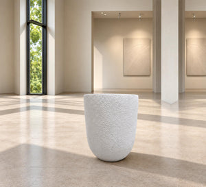 Modern Textured Tapered Planter – White - Close-up