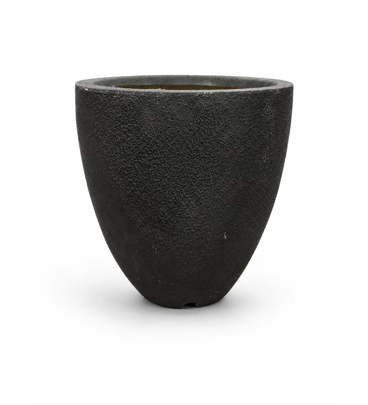 Modern Textured Round Planter – Black - White background
