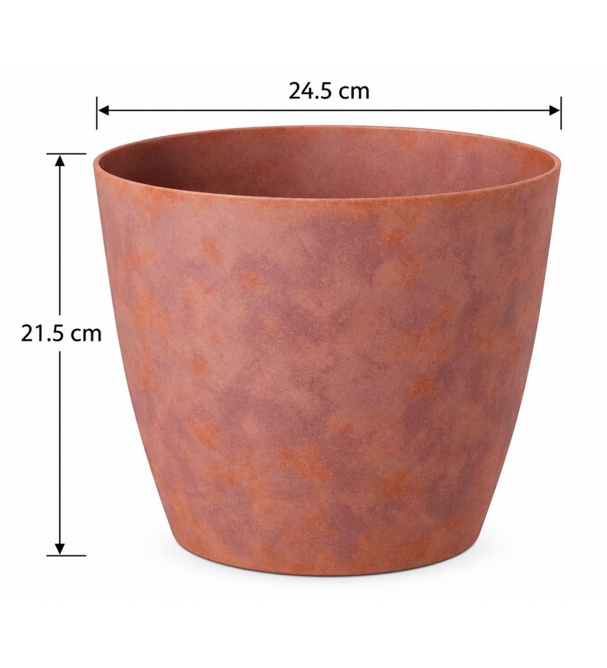 Terra Curve Outdoor Planter – Rustic Rose - Dimensions