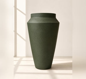 Tapered Tall Planter – Olive Green - Close-up