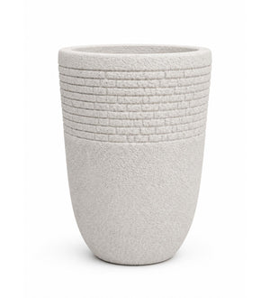 Tall Ribbed Planter – Ivory White - White background