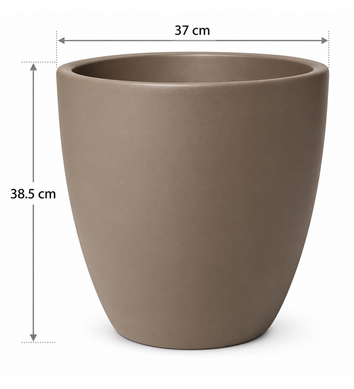 Soft Curve Indoor Planter – Warm Taupe - Dimensions