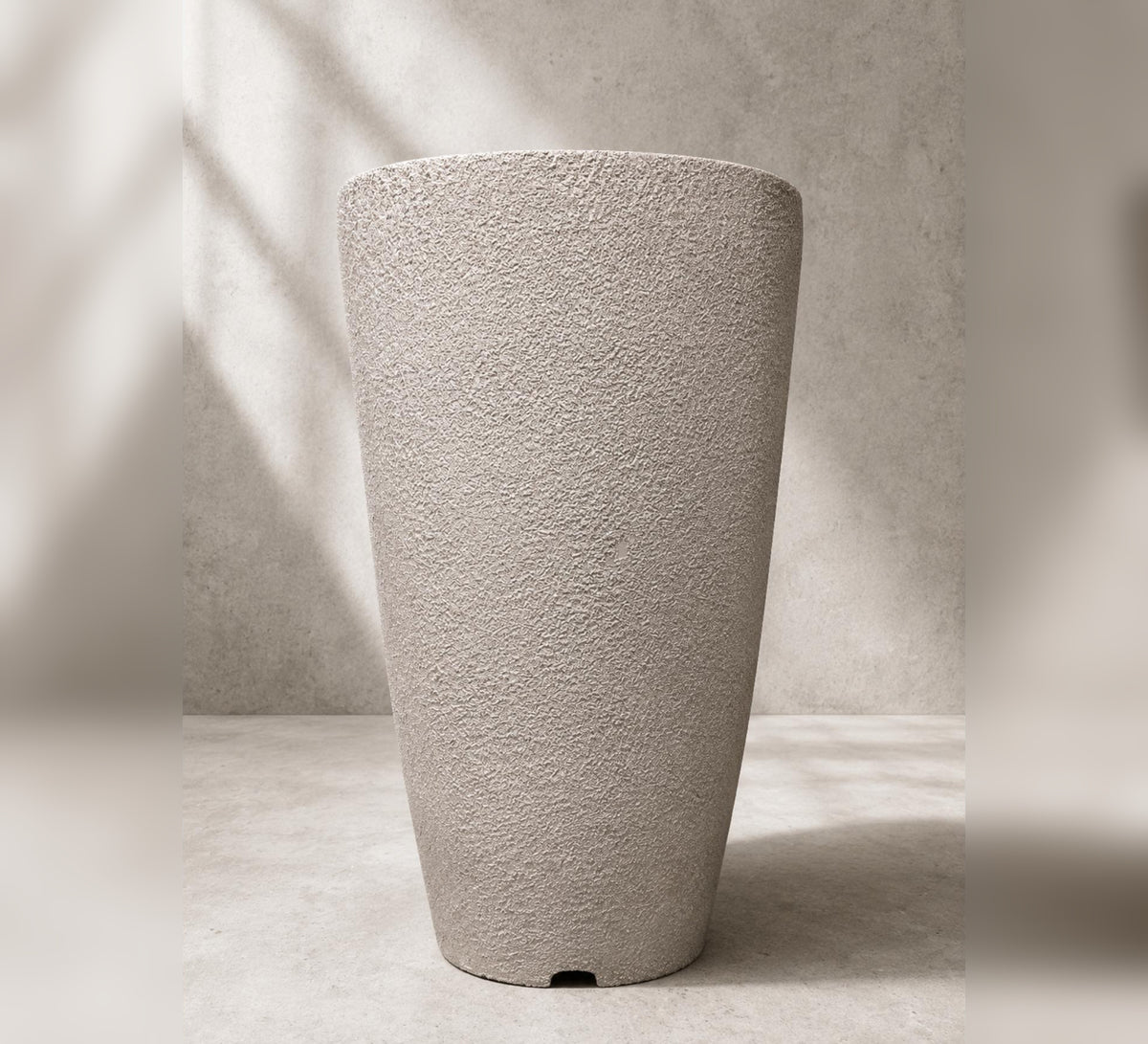 Tall Tapered Planter – Ivory Stone Finish - Close-up