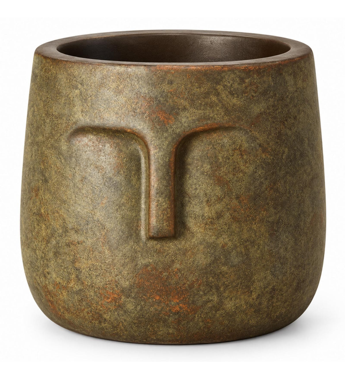 Zen Face Outdoor Planter – Antique Bronze - Close-up