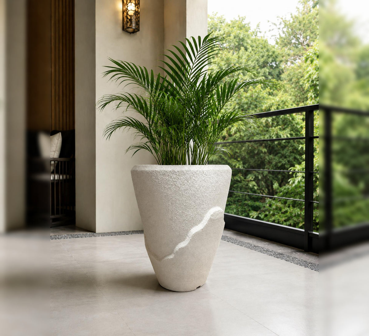 Sculptural Organic Planter - White Finish - Lifestyle