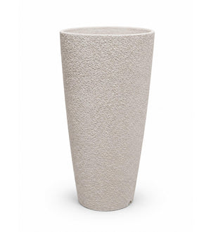 Tall Tapered Textured Planter – Ivory - White background