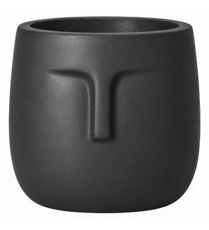 Sculpted Face Indoor Planter – Matte Black - Close-up