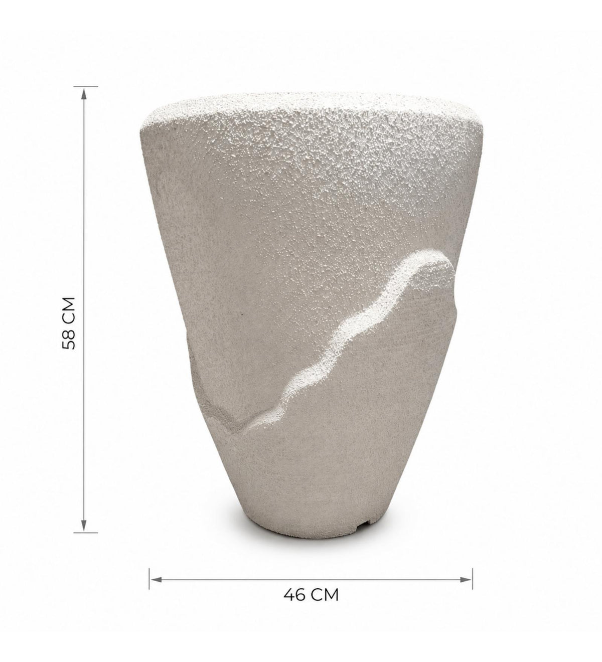 Sculptural Organic Planter - White Finish - Dimensions