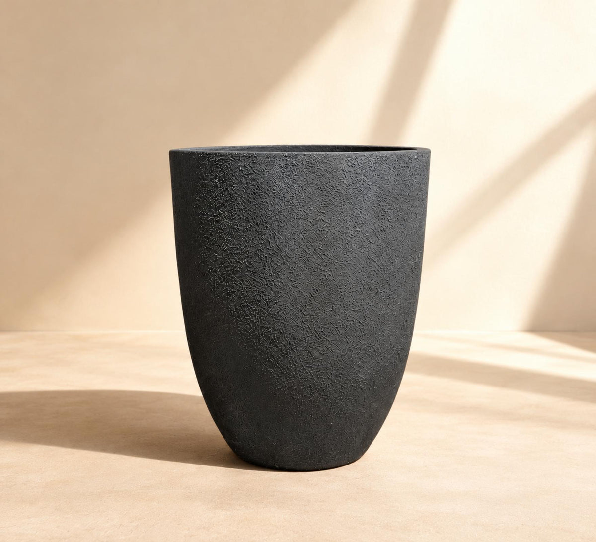 Contemporary Textured Planter – Black - Close-up