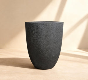 Contemporary Textured Planter – Black - Close-up