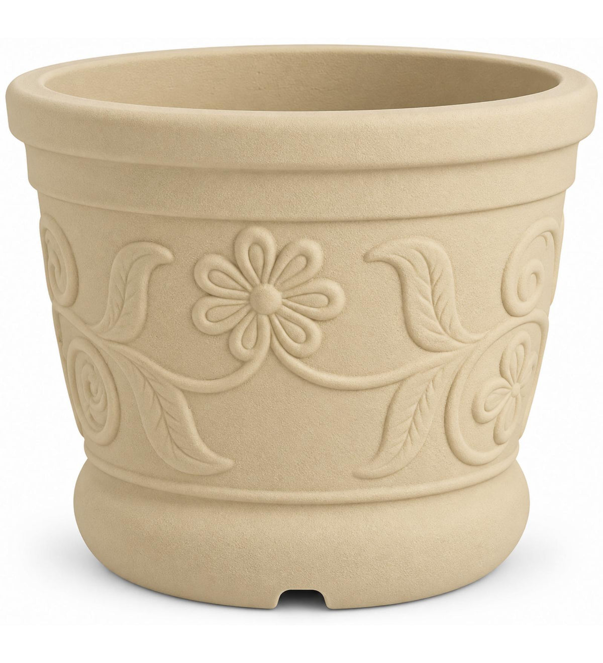 Floral Heritage Outdoor Planter – Sandstone Beige - Close-up