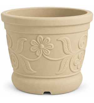 Floral Heritage Outdoor Planter – Sandstone Beige - Close-up