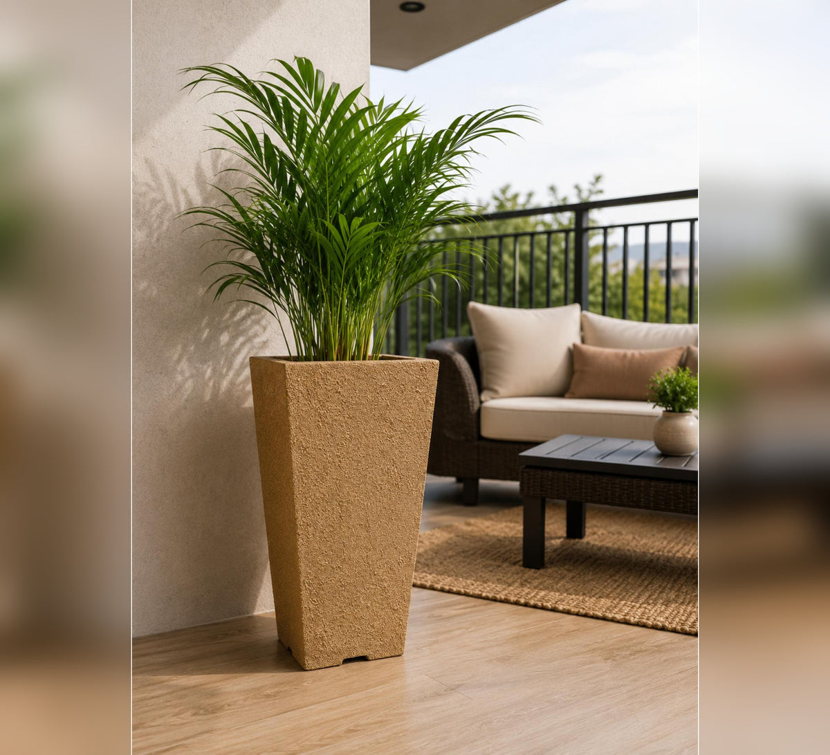 Tall Tapered Planter – Earthy Brown - Lifestyle