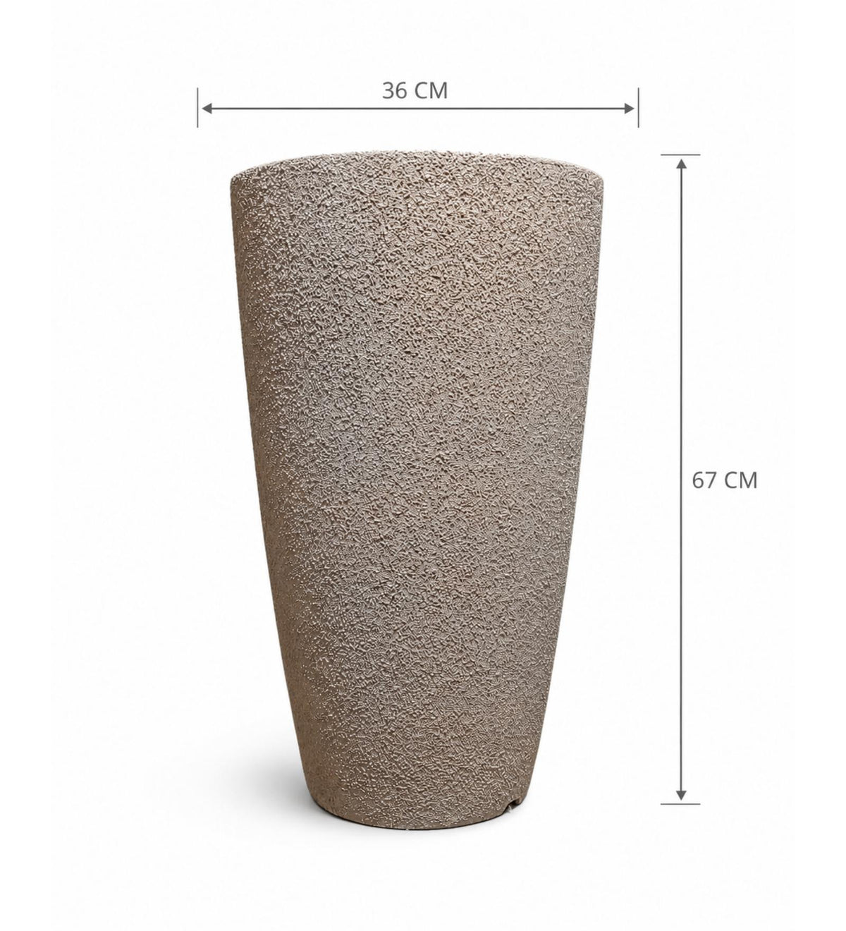Tall Tapered Textured Planter – Ivory - Dimensions