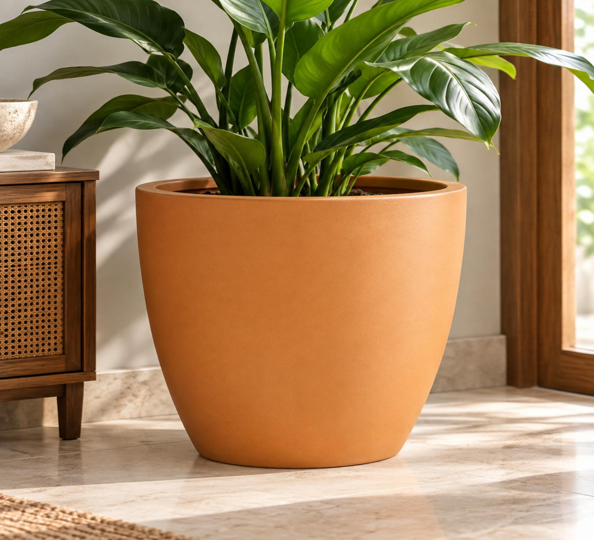 Pure Curve Indoor Planter – Terracotta Orange - Lifestyle