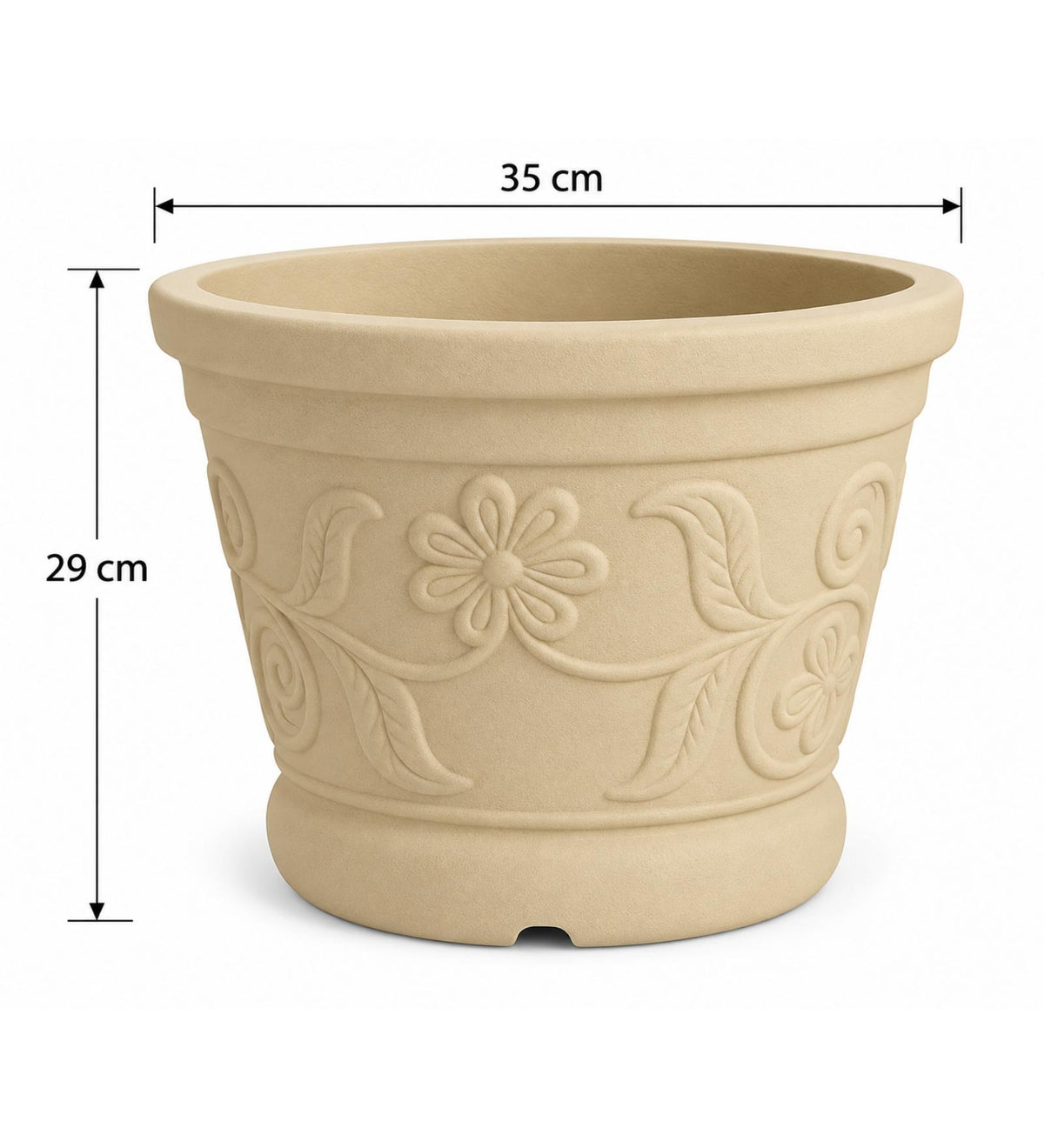Floral Heritage Outdoor Planter – Sandstone Beige - Dimensions