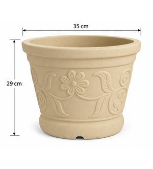 Floral Heritage Outdoor Planter – Sandstone Beige - Dimensions