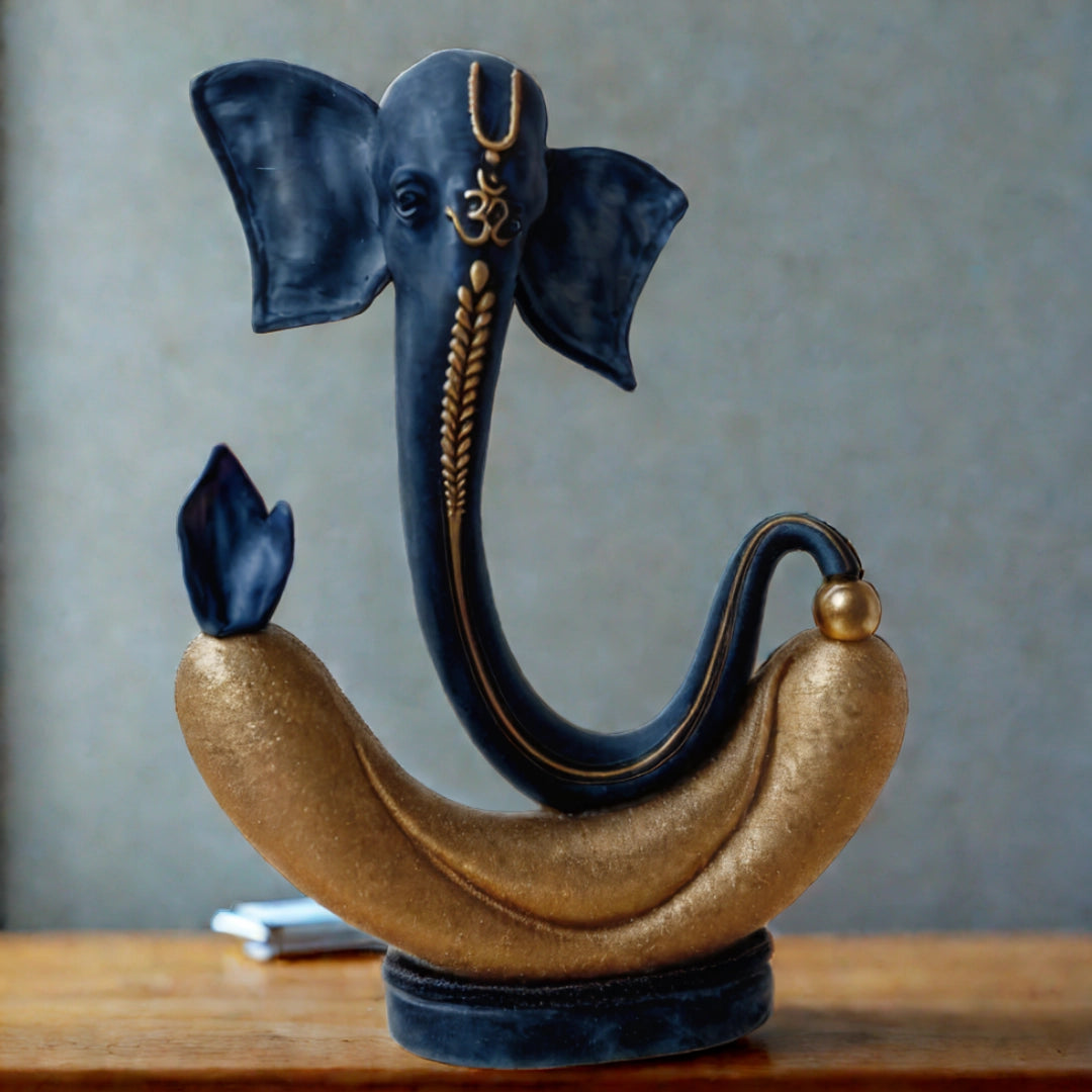 Ashnam Lambodara Ganesha Showpiece – Black & Gold