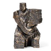 Modern Stone Finish Martial Art Sculpture Figurine for Home/Office Art Décor - Antique Gold, 16.5cm