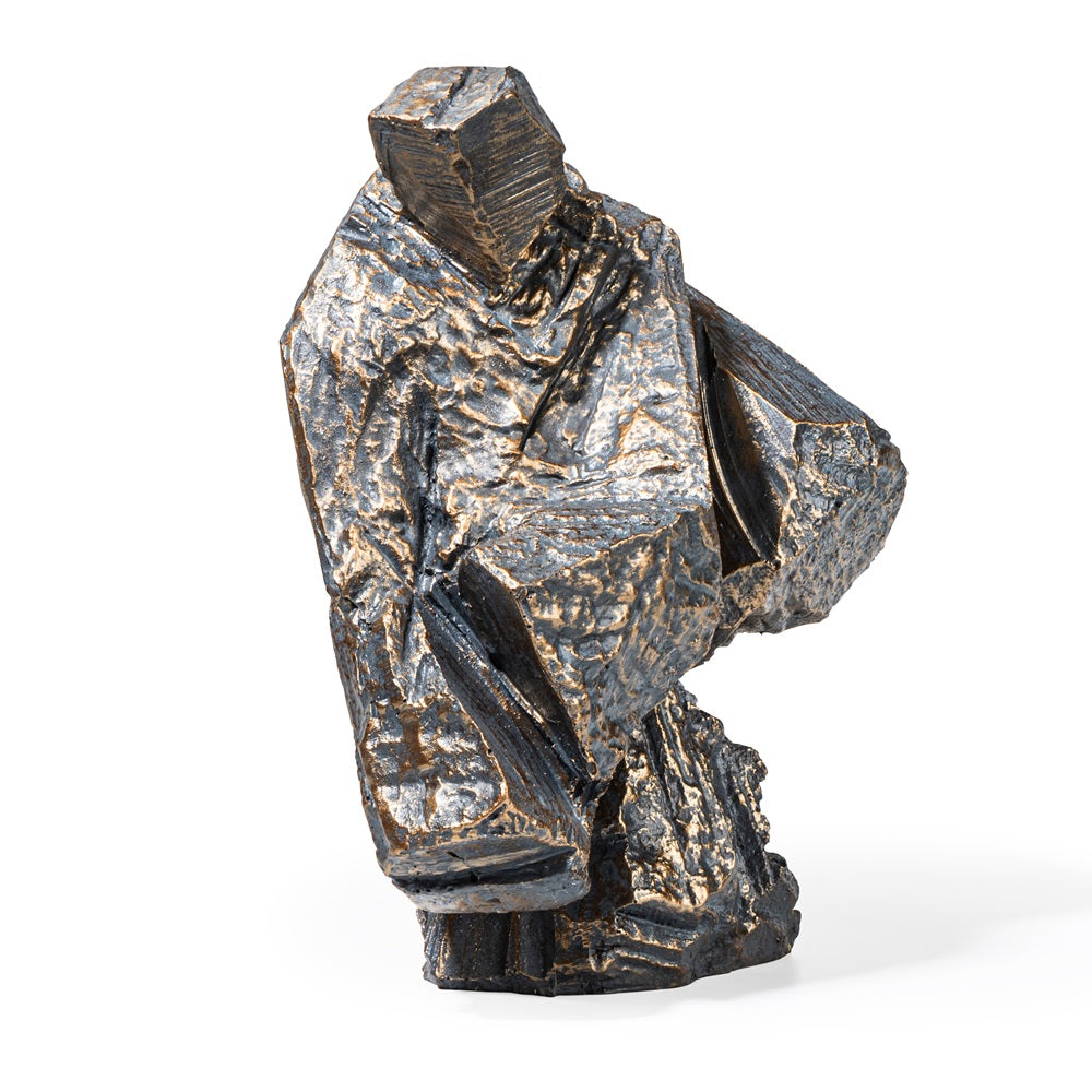 Modern Stone Finish Martial Art Sculpture Figurine for Home/Office Art Décor - Antique Gold, 25.9cm