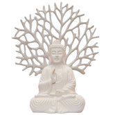 Ashnam Blessing Buddha with Tree Decorative Showpiece – 31.3 Cm, White