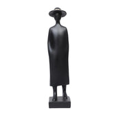 Abstract Mystery Man with Top Hat Statue - Black, 36cm