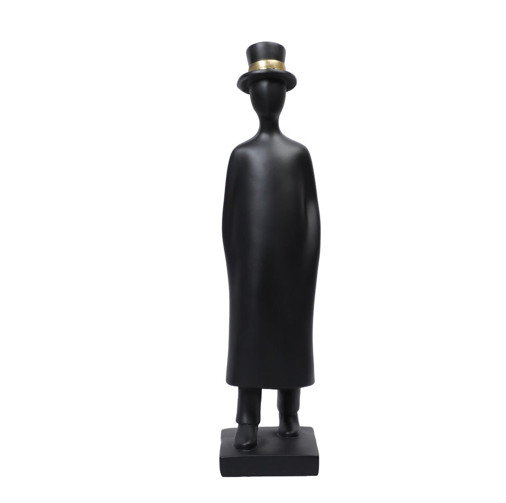 Abstract Gentleman with Top Hat Statue - Black, 31cm