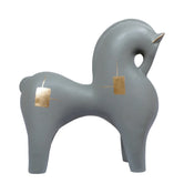 Polyresin Horse Sculpture Showpiece, 27.3cm, Grey & Gold