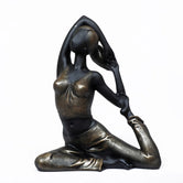 Mermaid Pose Lady Yoga Figurine Seated Posture, 18.3cm, Black & Gold