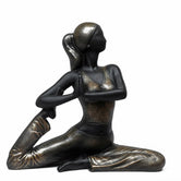 Lady Yoga Figurine Seated Posture, 18.3cm, Black & Gold