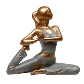 Lady Yoga Figurine Seated Posture, 18.3cm, Gold & Grey