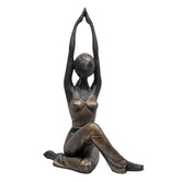 Lady Yoga Figurine Seated Namaste Posture, 25.5cm, Black & Gold