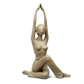 Lady Yoga Figurine Seated Namaste Posture, 25.5 cm, Beige