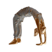 Lady Yoga Wheel Pose Decorative Showpiece, 13.3cm, Grey & Gold